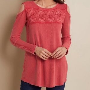 Soft Surroundings Tartine Waffle Knit Thermal Long Sleeve Top Size XL
